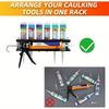 1Pc Heavy-Duty Metal Caulking Gun And Tube Organizer - Wall-Mounted Grooved Rack, Holds 6 Tubes And Nozzles, Space-Saving For Garage, Workshop, Store
