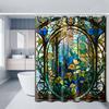 Enchanted Forest Stained Glass Shower Curtain - Whimsical Bath Decor, Perfect for Those Who Love Nature-Inspired