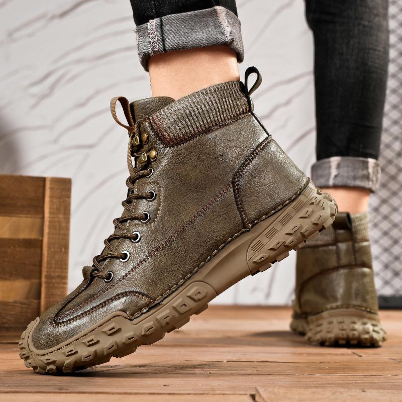 Popular Socks Mouth Cotton Shoes Independent Station Large Size Velvet Men's Shoes High Top Men's Casual Shoes Martin Boots