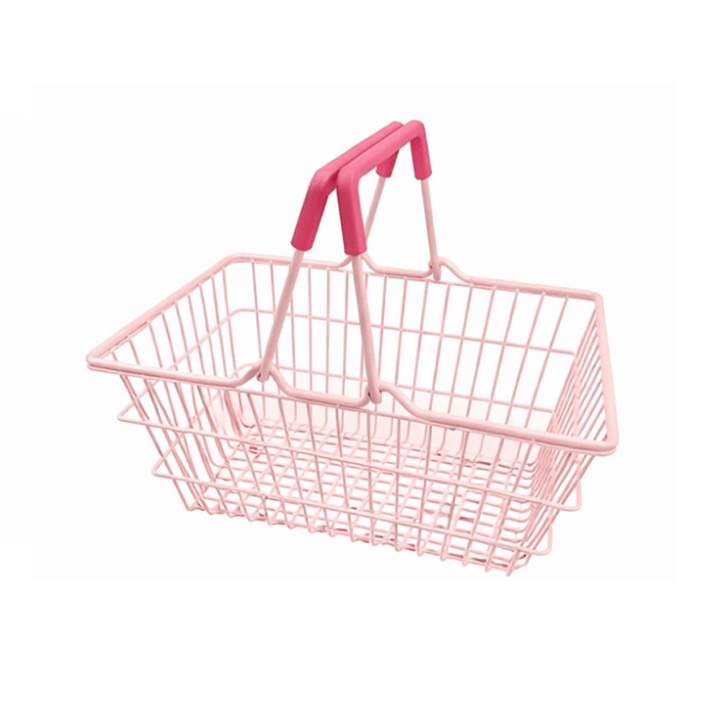 S/M/L Storage Basket Mini Large Capacity Desktop Organizing Basket Iron Pink Hand Basket for Jewelry Cosmetics Parts Sundries