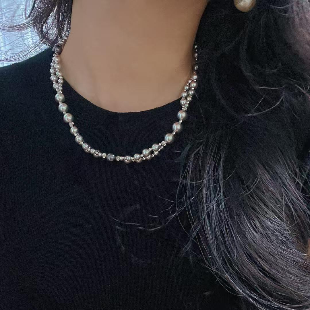 

Strong Light Tahitian Black Gray Pearl Necklace Women S Autumn And Winter Sweater Chain 2024 High-End Neck Chain Necklace