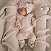 Autumn & Winter Baby Girls Long-Sleeved Sweater and Pants Set with Ruffle Knit Cardigan, Outerwear & Headband, European & American Style
