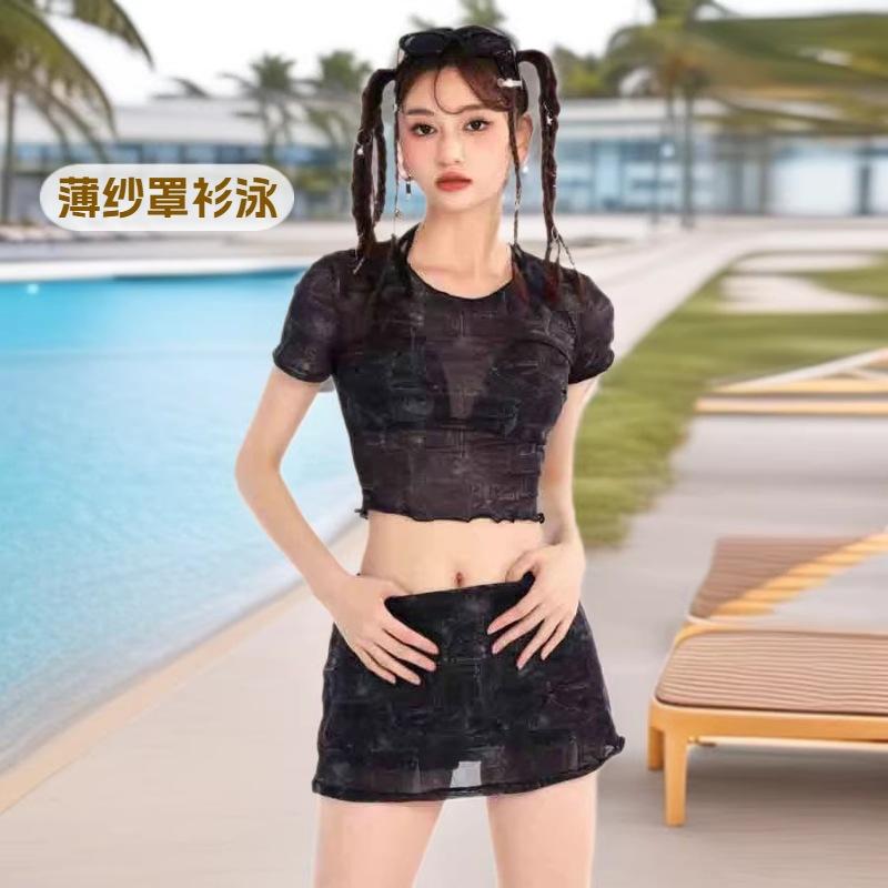 Hip Hop Style Female Split Type Hot Girl Culottes Short-sleeved Gauze Blouse Soak In Vacation Surfing Swimsuit