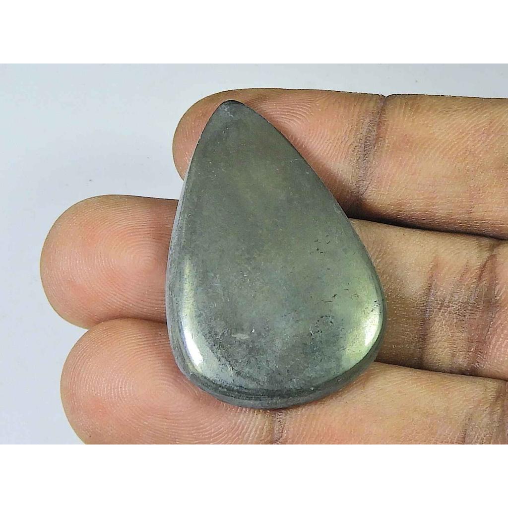 26X46X05MM Natural Appache Gold Pyrite Cabochon Pear Loose Gemstone 80Cts. SK-4252