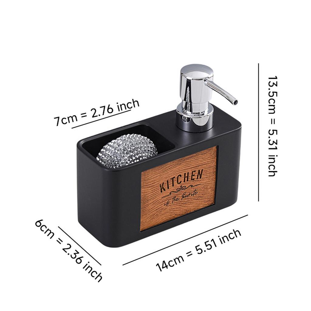 Mercury - Free Resin Soap Dispenser with Scouring Pad Kitchen Dishwashing Liquid Press Bathroom Hand Soap Dispenser