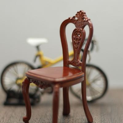 Miniature Dining Chair Model Figurine 1/12 Scale Vintage Styles Dollhouse Furniture for Realistic Scene Decoration