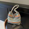 Summer Straw Woven Large Capacity Shoulder Bags  Sale Beach Commuting Sweet Handbag 2026  Colorful Stripes Ladies Bags