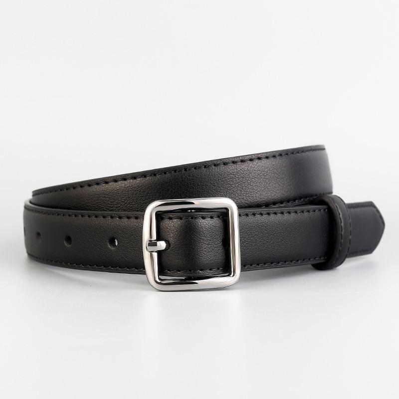 True Leather Womens Belt With Square Buckle For Casual And Office Wear чёрный