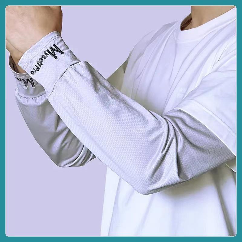 

1 пара мужских солнцезащитных эластичных перчаток для вождения Ice Arm Sleeves, защита от ультрафиолета, легкие, прохладные, новые серый