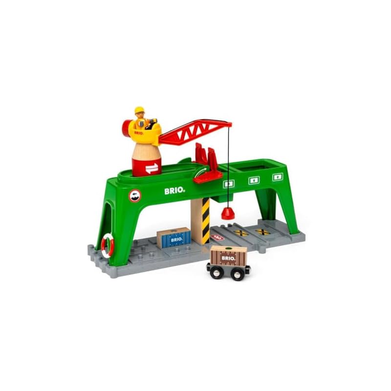 BRIO Container Crane 33996, for ages 3 and up [Toy, Wooden Toy Train, Rail Set, Scenery Parts, Gift (Birthday/Christmas)]