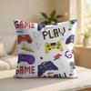 Cool Gaming Pattern Cushion Cover Silky Short Plush Invisible Zipper Dustproof Sofa Pillow Case For Home Decor
