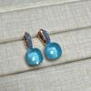 Boucles d'oreilles Nudo 10,6 mm Incrustées de Turquoise Zircon Pour Femmes Topaze Bleue Pendantes Carrées en Cristal Boucle d'oreille Bijoux de Mode Cadeau