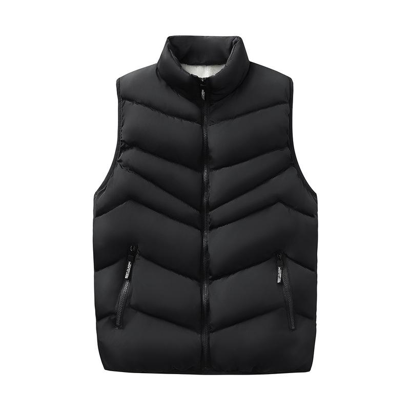 Autumn Winter Middle-aged Men's Lamb Wool Fleece Lined Vest Warm Dad's Stand Collar Cotton Vest Jacket