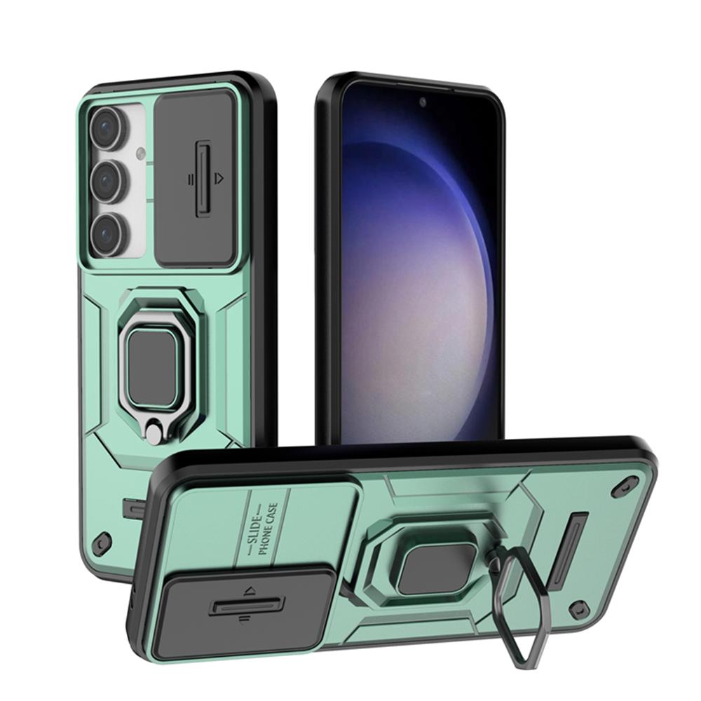 For Samsung Galaxy S24 FE 5G Luxury Ring + Movable Window Back Cover Armor Case For Samsung S24FE SamsungS24FE Phone Case