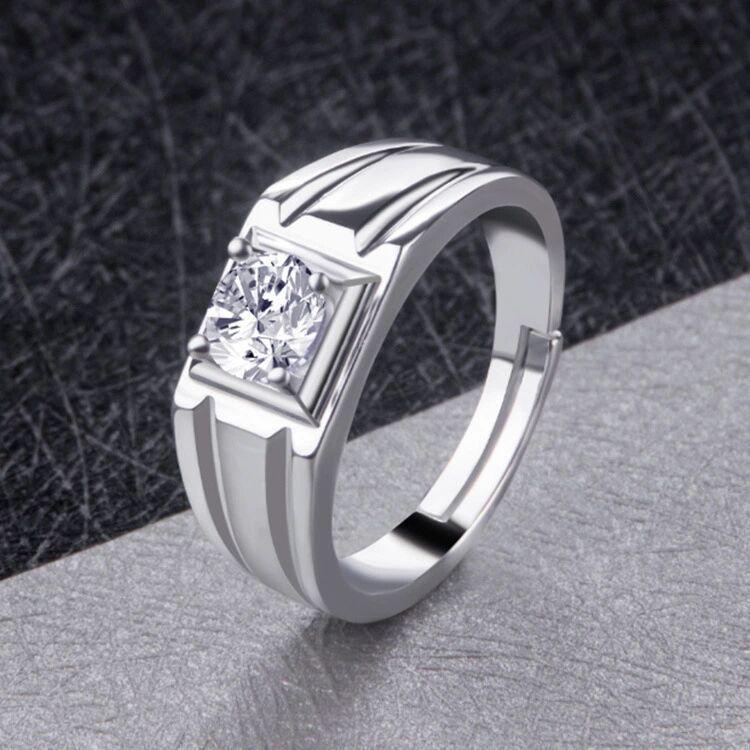Ring men's domineering open ring micro-set diamond zircon versatile couple ring business wedding men's ring