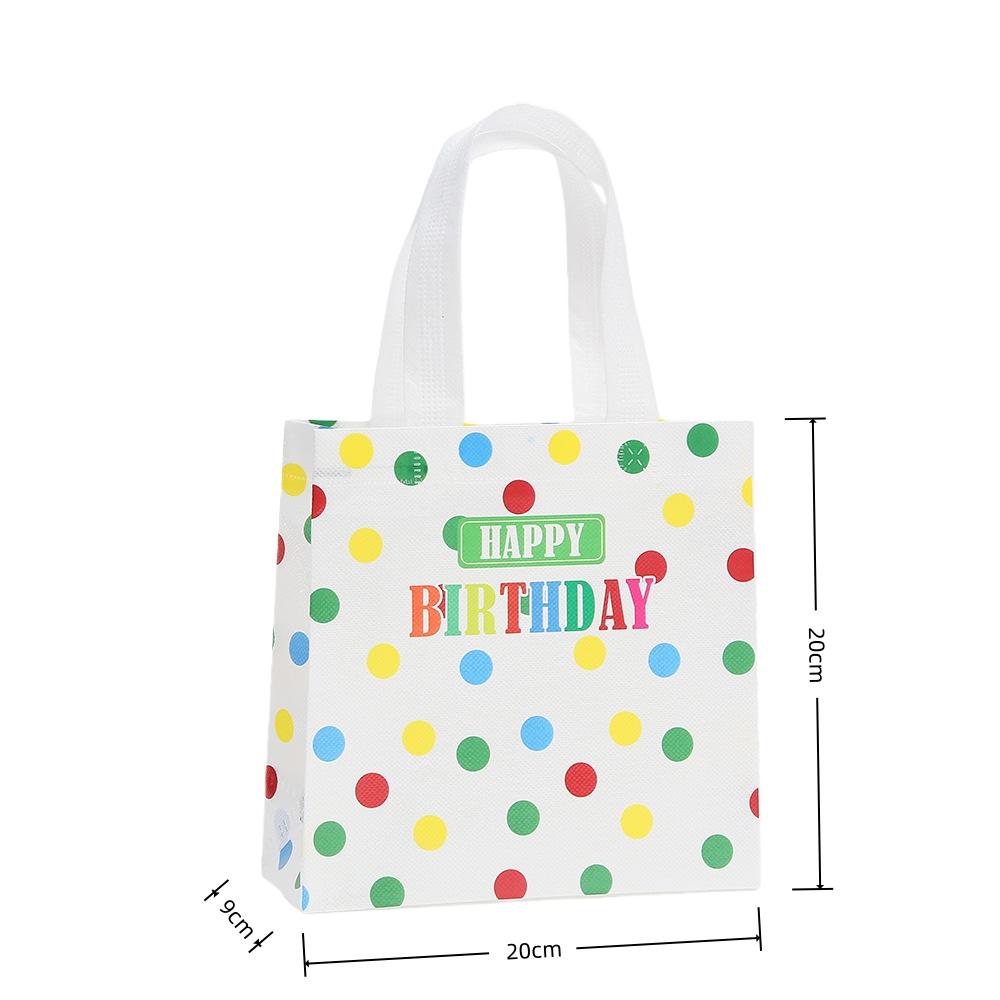12/30pcs Colorful Birthday Print Bags Non-Woven Fabric Party Gift Bags for Treats and Small Gifts Candy Cake Packaging