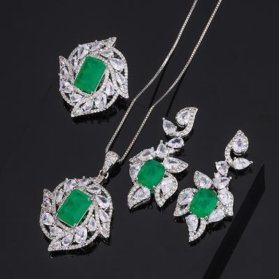 Huayei Jewelry Nouveau collier de luxe avec bague et émeraude en zircon émeraude