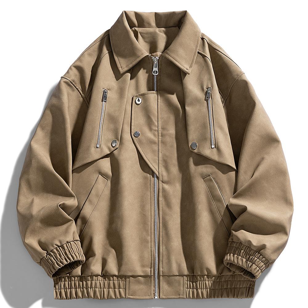 

Men s Lapel Leather Jacket Men s Spring and Autumn American Zipper Pu Leather Jacket 3XL