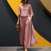 ZANZEA Womens Blouse and Wide Leg Pants Casual Two Piece Suit Sets