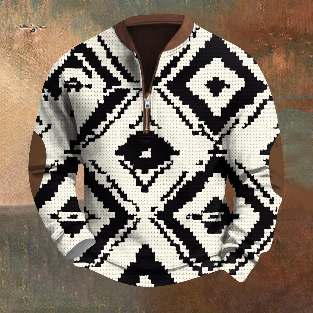 Męska bluza retro casual z nadrukiem gradientowym