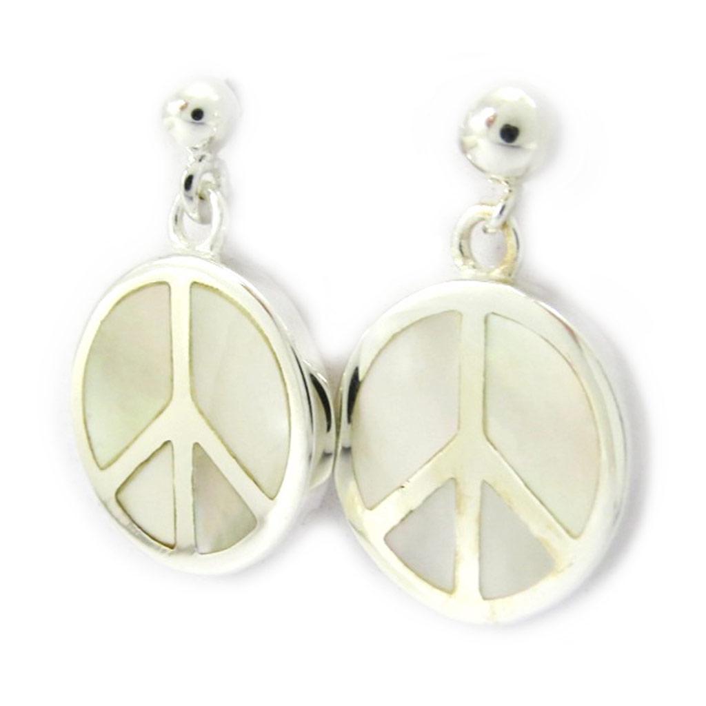 Les Trésors De Lily [G6455] - Silver 'Peace' Mother-of-pearl Earrings