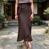 Women Skirt, High Waist Large Hem Midi Skirt, Irregular Split Slimming Skirt for Work Leisure Daily Wear Beach Travel Parties