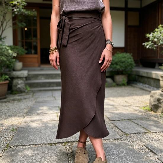 Women Skirt, High Waist Large Hem Midi Skirt, Irregular Split Slimming Skirt for Work Leisure Daily Wear Beach Travel Parties
