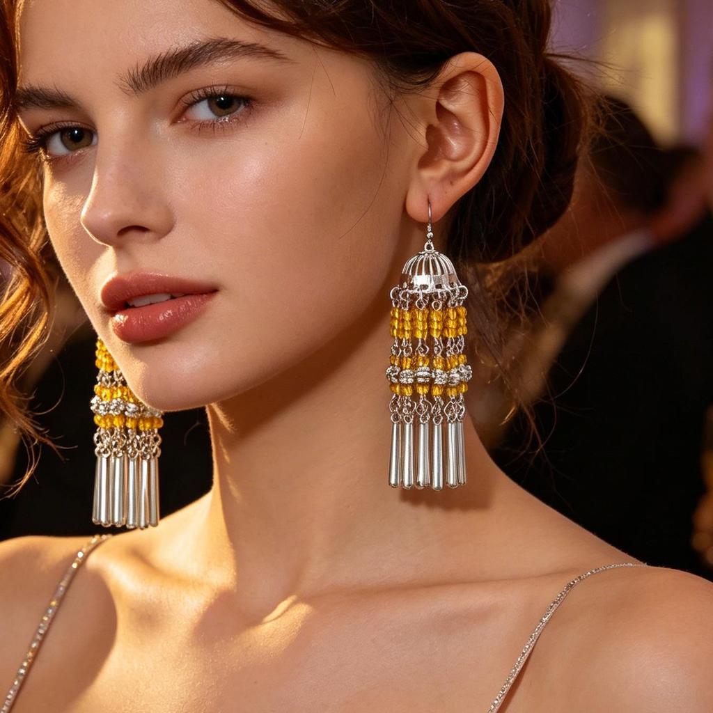 European & American Ethnic Style Retro Court Dangle Earrings: Long, Fashionable Design