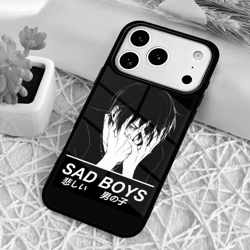 Sad Japanese Anime Aesthetic Shockproof Phone Case for iPhone 17 Air 16e 15 11 12 14 13 Pro Max Cover Coque