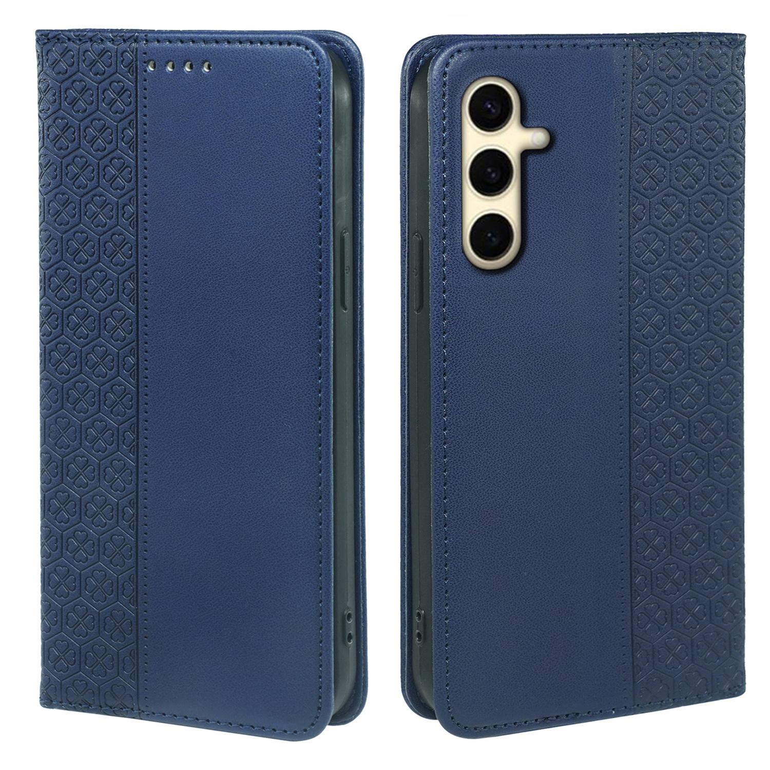 

For Samsung Galaxy A05s 4G Case Four-Leaf Clover Leather Phone Cover Flip Stand/Card Slot Blue