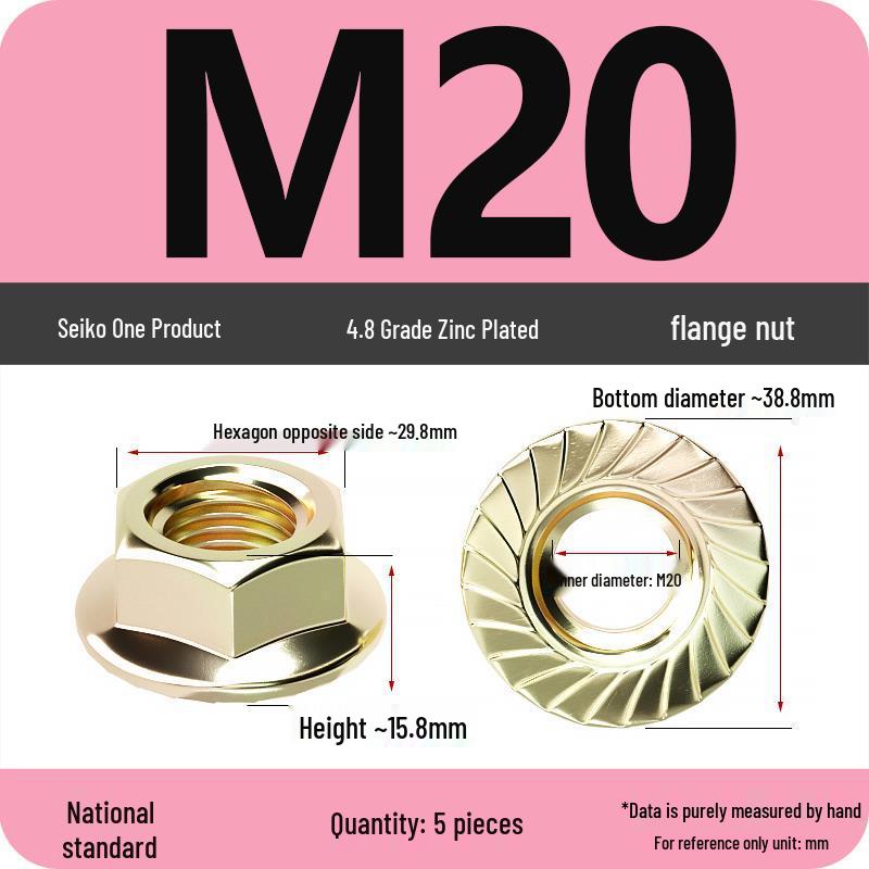 Electroplated Galvanized Anti-Slip Hex Flange Nut with Tooth Washer, M3-M16