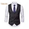 Pánská obleková vesta s výstřihem do V bez rukávů Jednořadý kabátek s kapsami Jednobarevný Slim Fit Formální styl Business vesta