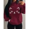 Simple Word Cat Smile Pattern Women Hoodies Fashion Casual Streetwear Personality Hoodie Trendy Fleece Pulloverar