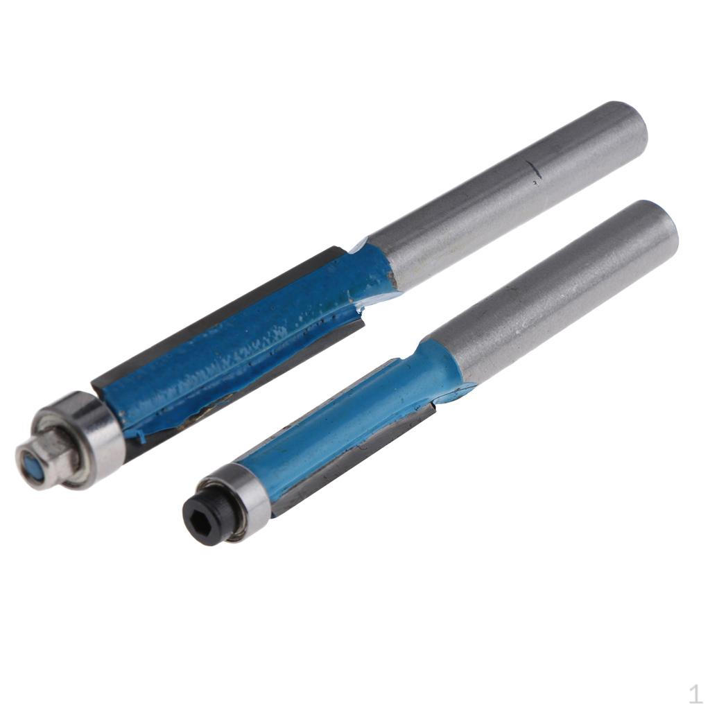 2PCS Long Straight Alloy Flush Bearing Router Bit Woodwork Cutter Tool