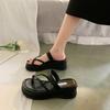 Internet Celebrity Set Toe Pinch Foot Muffin Thick Bottom Cool Slippers Women's Summer Wear Year New Slope Heel Fashion Ins Tide