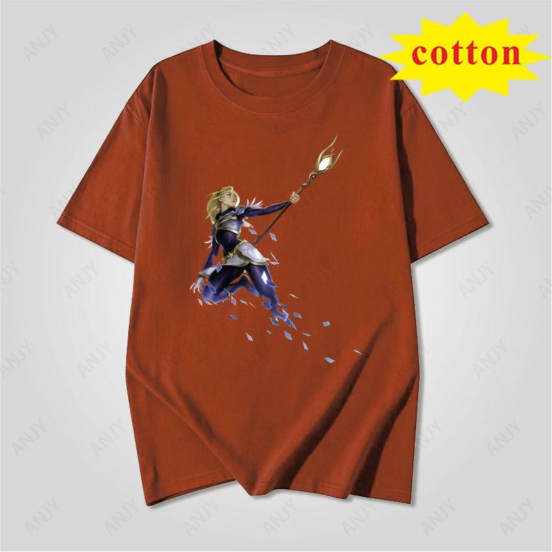Light And Dark Twin Knights Anime Print Short Sleeve Tshirt Golden Shield Warrior Dark Assassin Gaming Character Unisex Top