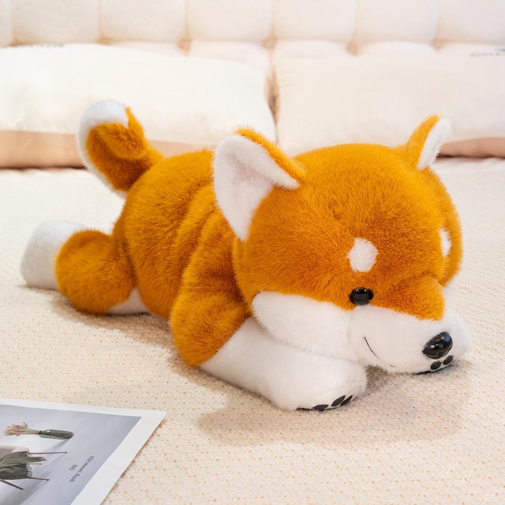 Niedliche Weiche Shiba Inu Puppe Plüschtier Liegendes Welpenhund Puppe Kinder Beruhigende Stoffpuppe Geburtstag