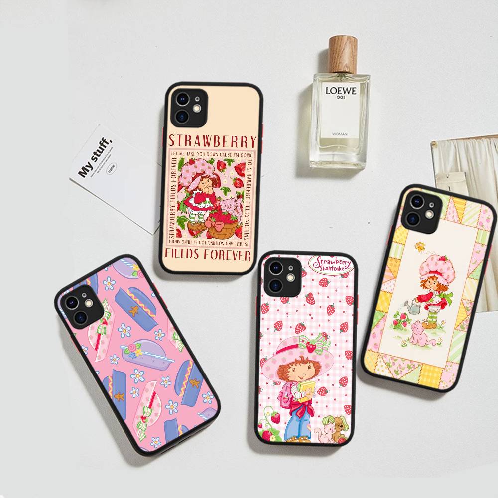 S-Erdbeerkuchen-Mädchen Für IPhone 16 Pro Max 15 14 13 12 11 XS MAX X Plus Bonbonfarbe Mattes TPU Handyhülle