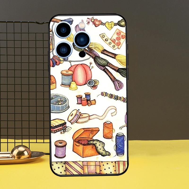 Sewing Scissors Phone Cover For iPhone 12 13 Mini 11 14 Pro Max X XS XR Max 7 8 Plus SE Soft Case Fundas