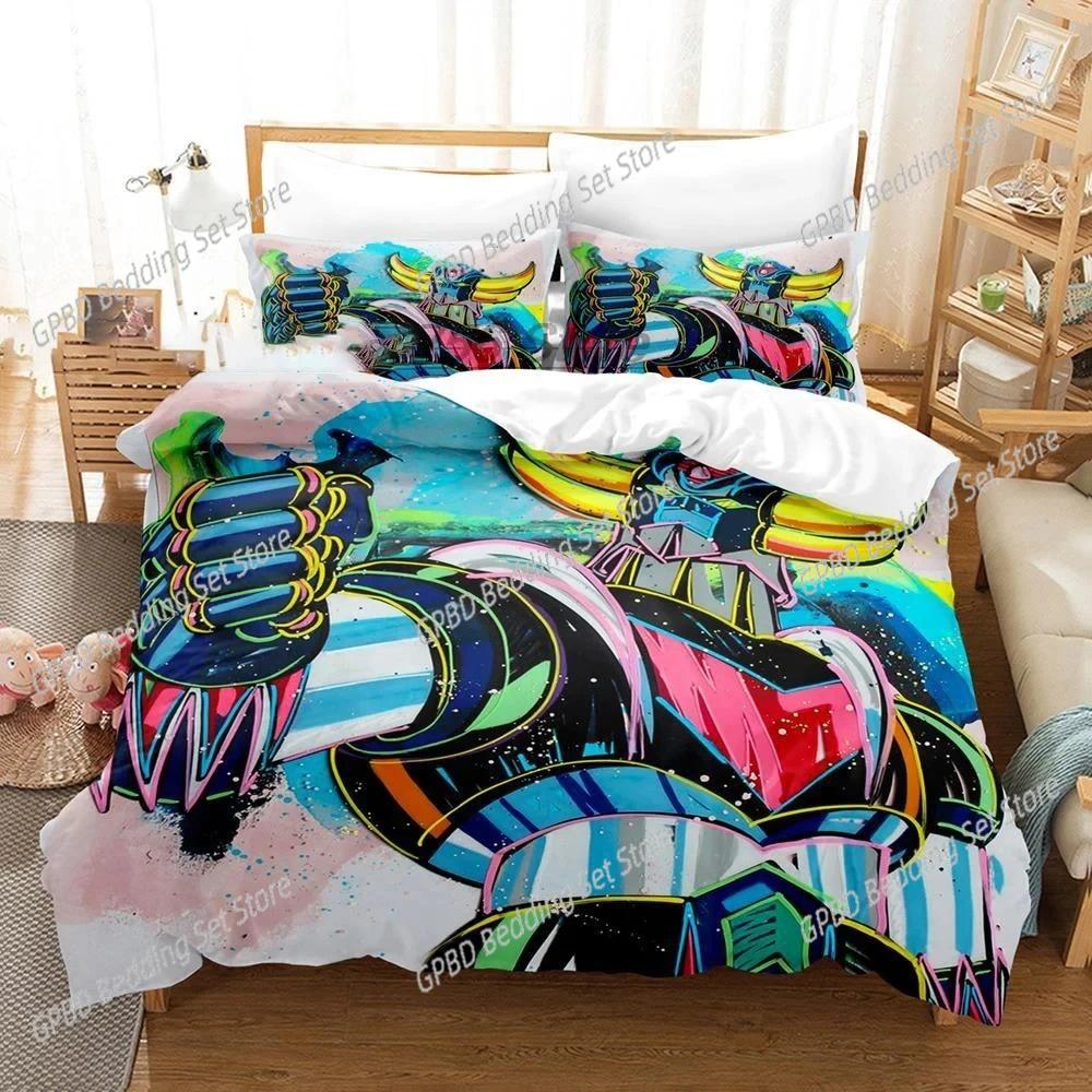 Carton Goldorak Grendizer UFO Robo Beding Set 3D Printed Suitable for Bedrom Soft with Soft Fabric Duvet Cover Set With Pilowcases Home Textile