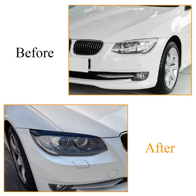 2 Stück Scheinwerfer Augenbraue Augenlid Abdeckung Zierleiste ABS Kohlefaser Schwarz Aufkleber für BMW 3er Serie Coupé E92 E93 LCI 2010 2011 2012