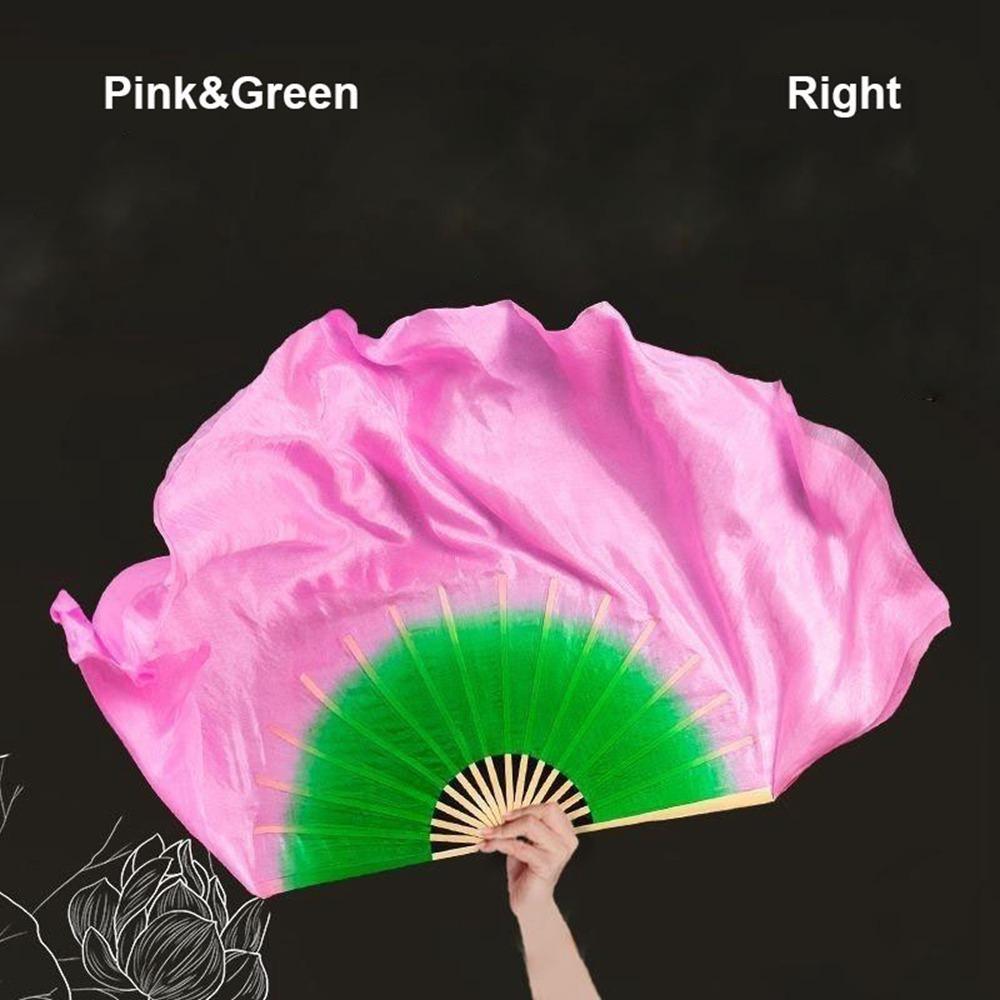 

Танцевальная практика Китайский короткий веер для танца живота 31 см Бамбуковый ручной окрас Веер для взрослых Детский Женский Pink&Green Right