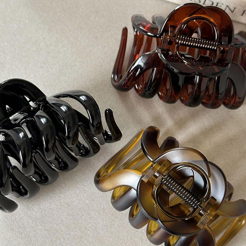 New Simple Hair Claw Women Solid Color Hollow Shark Claw Back Head Hair Clip Large Hair Claw Barrettes Girls Hair Accessories