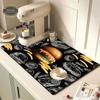Coffee Design Dish Drying Mat Super Absorbent Kitchen Counter Drain Pads Tableware Cups Bottle Sink Waterproof Non-slip Mats