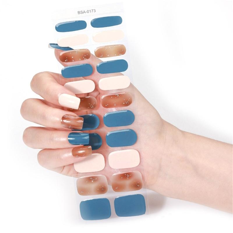 Gel Nail Stickers Full Cover Self Adhesive French Nail Strips Christmas Style Nail Wraps for DIY Manicure Home or Salon