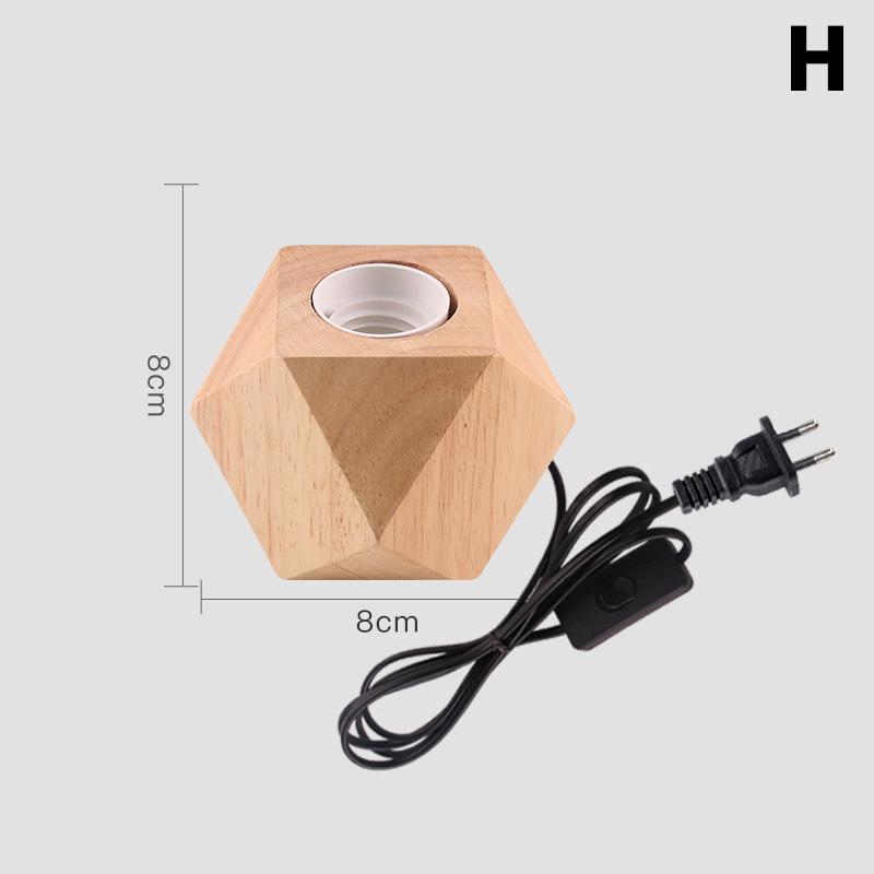 Retro Wood Table Lamp E27 Socket Vintage Desk Lamp Base Holder Wooden Base Table Light 220V Bedside Lamp Decor