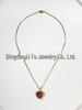Retro Ruby and Diamond Heart Jewelry Set: Earrings, Ring, Necklace