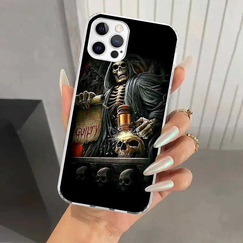 Reaper Skull Skeleton Gun Phone Case for Iphone 17 Air 16 15 Plus 14 13 Mini 12 11 Pro Max 16E 7 8 SE 2020 Soft Funda Print Shel