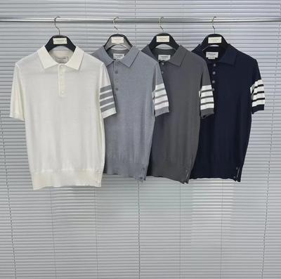 Unisex TB Tom Summer Knitted Polo: Casual Fashion Short-Sleeved Shirt for Men & Women.