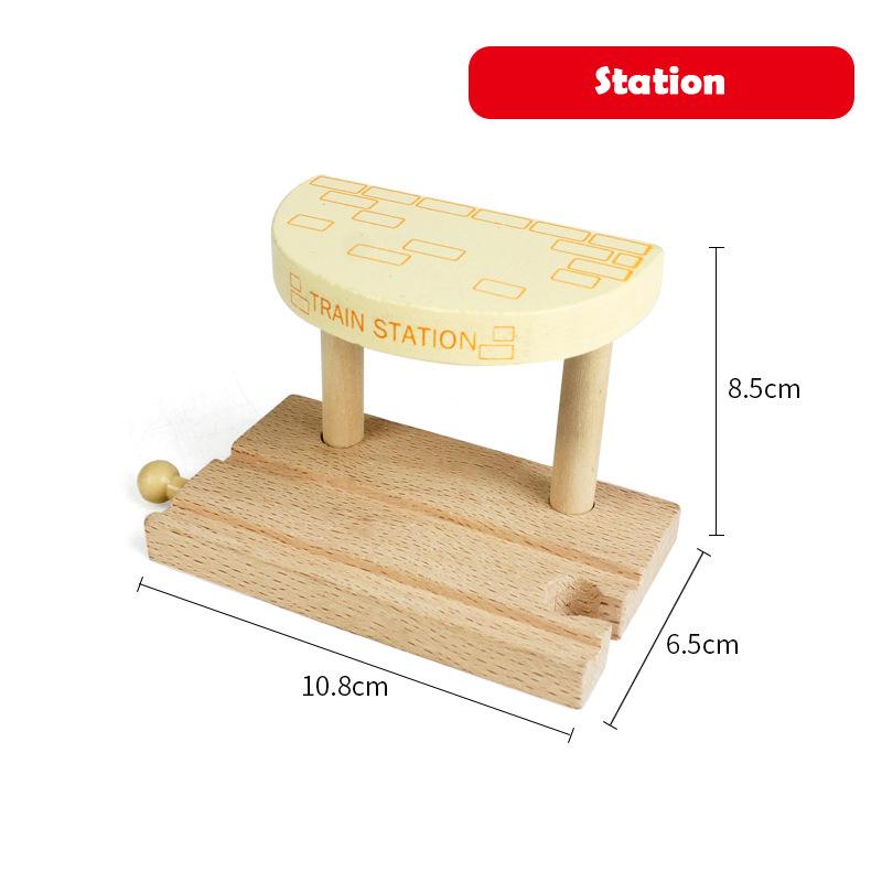 Wooden Track Railway Accessories Bridge Train Station Tunnel Cross Compatible All Brands Wood Track Educational Toys for Kids